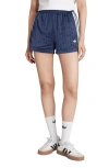 Adidas Originals Adidas 3-stripes Pinstripe Satin Shorts In Blue
