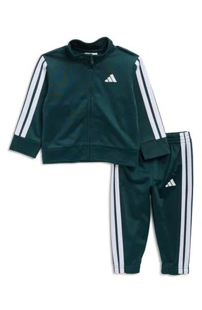 Adidas Originals Babies' Adidas 3-stripes Tricot Track Jacket & Pants Set In Green