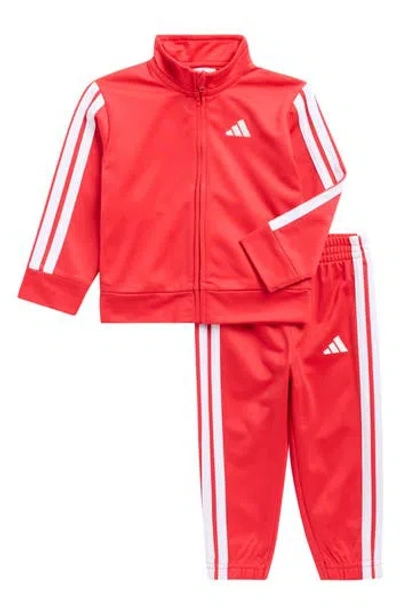 Adidas Originals Babies' Adidas 3-stripes Tricot Track Jacket & Pants Set In Red