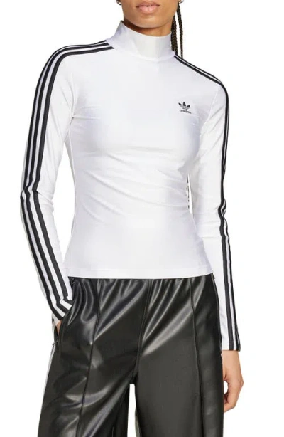 Adidas Originals Adidas 3-stripes Turtleneck Long Sleeve Top In White