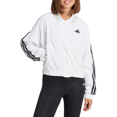 Adidas Originals Adidas 3-stripes Woven Bomber Jacket In White/black