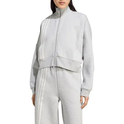 Adidas Originals Adidas 3-stripes Zip Front Cotton Blend Jacket In Gray