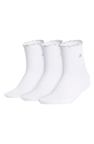 Adidas Originals Adidas 3-pack Ruffle Crew Socks In White