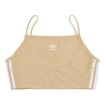 Pre-owned Adidas Originals Adidas 3-stripe Bra Top 'magic Beige' | Tan | Women's Size L In Brown