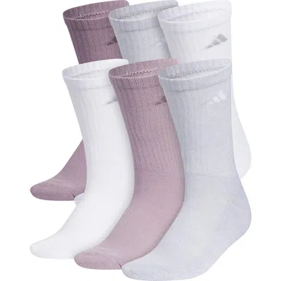 Adidas Originals Adidas 6-pack Athletic Cushion Crew Socks In Purple/onix Grey/white