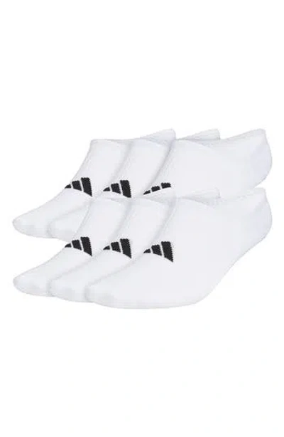 Adidas Originals Adidas 6-pack Athletic Cushioned No-show Socks In White/black