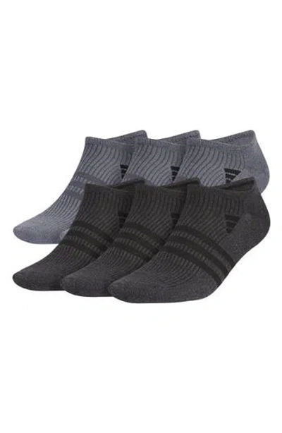 Adidas Originals Adidas 6-pack Superlite Super No-show Performance Socks In Onix Grey/black