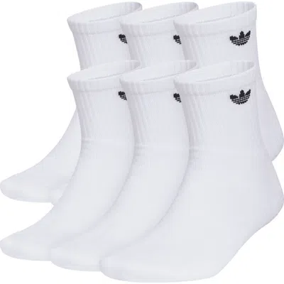 Adidas Originals Adidas 6-pack Trefoil 2.0 Quarter Crew Socks In White