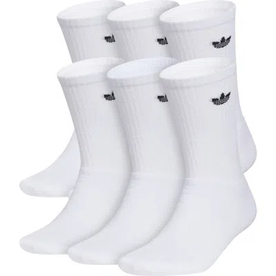Adidas Originals Adidas 6-pack Trefoil Performance Crew Socks In White