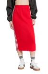 Adidas Originals Adidas Adicolor 3-stripes Knit Midi Skirt In Better Scarlet