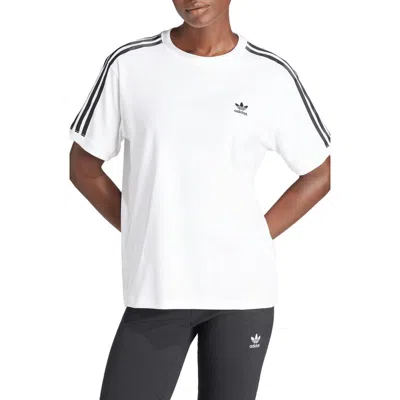 Adidas Originals Three-stripe Jacquard Jersey In White