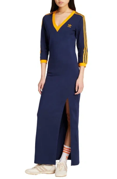 Adidas Originals Adidas Adicolor Classics 3-stripes Maxi Dress In Blue