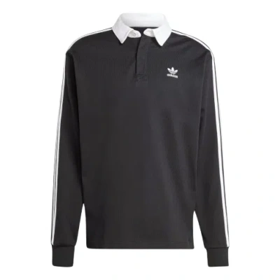 Adidas Originals Long-sleeve Polo Shirt In Black