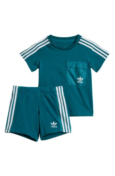 Adidas Originals Kids' Adidas Adicolor Newness Pocket T-shirt & Shorts Set In Legacy Teal