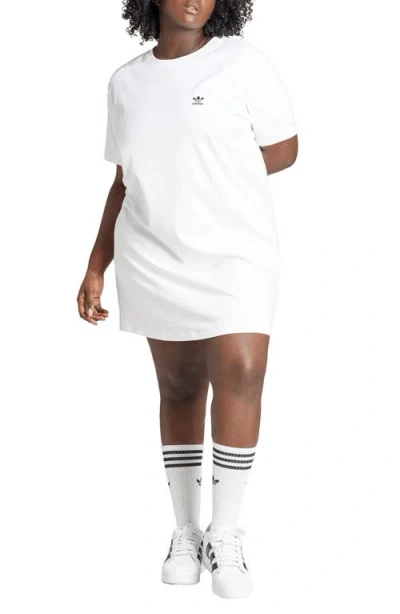 Adidas Originals Adidas Adicolor Trefoil Stretch Cotton T-shirt Dress In White