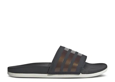 Adidas Originals Adidas Adidas Wmns Adilette Comfort Slides 'stripes Shimmer - Copper Metallic' In Gray