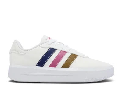 Adidas Originals Court Platform Stripes Sneakers In White