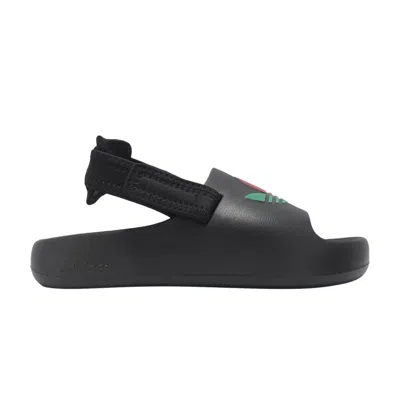 Pre-owned Adidas Originals Adidas Adifom Adilette Slide J 'black White Scarlet' | Kid's Size 3