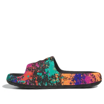 Adidas Originals Adilette Slides In Black/semi Solar Yellow/black