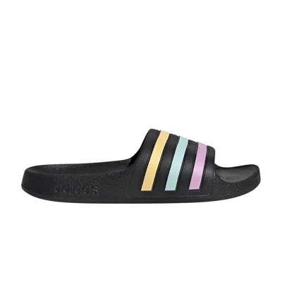 Pre-owned Adidas Originals Adidas Adilette Aqua Slide K 'black Orange Tint Halo Mint' | Kid's Size 1