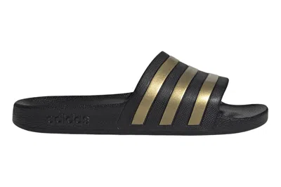 Pre-owned Adidas Originals Adidas Adilette Aqua Slides Core Black Gold Metallic In Core Black/gold Metallic/core Black