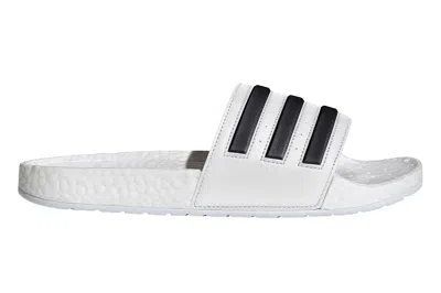 Pre-owned Adidas Originals Adidas Adilette Boost Slides White Black Stripes In Cloud White/core Black/cloud White