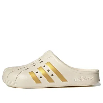 Adidas Originals Mens Adidas Adilette Clogs In Wonder White/gold Metallic/wonder White