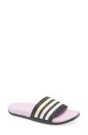 Adidas Originals Adidas Adilette Comfort Slide Sandal In Black/bliss Lilac/clear Pink