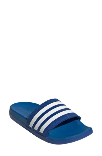 Adidas Originals Adidas Adilette Comfort Slide Sandal In Blue/white/bright Royal