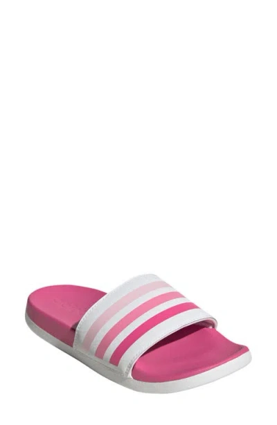 Adidas Originals Adidas Adilette Comfort Slide Sandal In White/magenta/bliss Pink