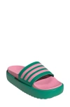 Adidas Originals Adidas Adilette Sandal In Court Green/pink/pink