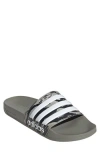 Adidas Originals Adidas Adilette Shower Slide Sandal In Silver Pebble/white