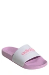 Adidas Originals Adidas Adilette Shower Slide In White/bliss Pink/lilac