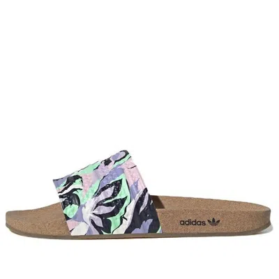 Adidas Originals Adidas Adilette Slide 'cork - Floral' In Multi