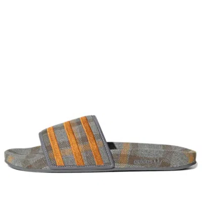 Adidas Originals Adidas Adilette Slide 'cozy Pack - Focus Orange Grey' In Gray