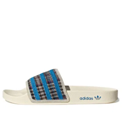 Adidas Originals Adidas Adilette Slide 'cozy Pack - Wonder White Blue Bird' In Black