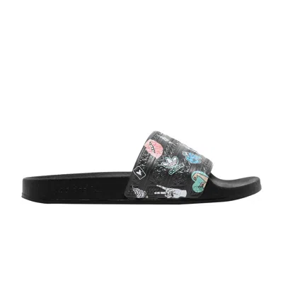 Pre-owned Adidas Originals Adidas Adilette Slide J 'empowering Graphics - Black' | Kid's Size 4