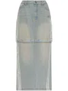 Shop Adidas Originals Adidas Adjustable Five-pocket Denim Skirt With Signature Side Stripes In Blue