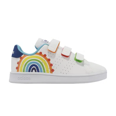 Pre-owned Adidas Originals Adidas Advantage Court Hook & Loop J 'rainbow' | White | Kid's Size 11.5
