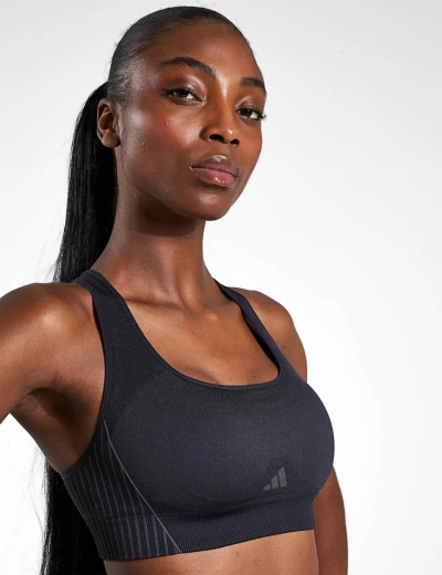 Adidas Originals Adidas Aeroknit Light-support Bra In Black