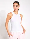 Adidas Originals Adidas All Gym Seasonal Rib Tight Fit Tonal 3-stripes Tank Top In White