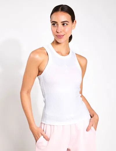Adidas Originals Adidas All Gym Seasonal Rib Tight Fit Tonal 3-stripes Tank Top In White