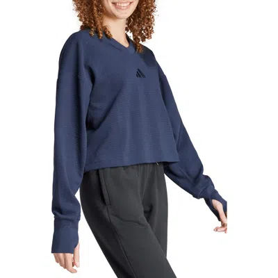 Adidas Originals Adidas All Szn Rib V-neck Sweatshirt In Ink
