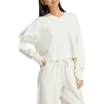 Adidas Originals Adidas All Szn Rib V-neck Sweatshirt In Off White