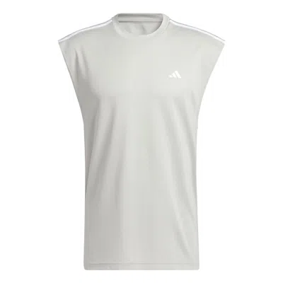 Adidas Originals Adidas All-world Sleeveless Tank Tee 'metal Grey' In White