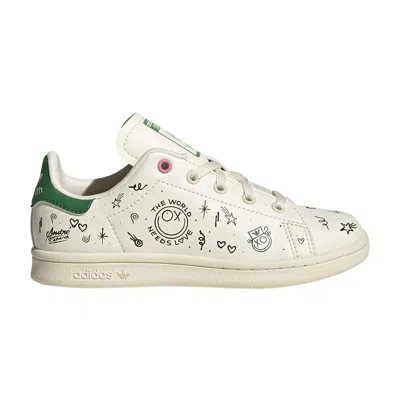 Pre-owned Adidas Originals Adidas André Saraiva X Stan Smith Little Kid 'the World Needs Love' | Cream | Kid's Size 12.5 In White