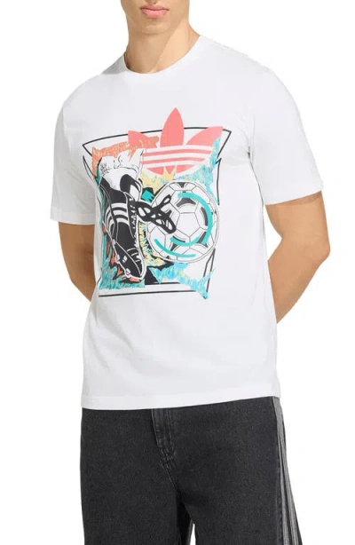 Adidas Originals Adidas Anime Soccer Cotton Graphic T-shirt In White