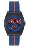 Adidas Originals Adidas Ao Street Project 2 Blue Logo Graphic Resin Strap Watch, 38mm In Blue