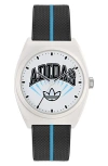 Adidas Originals Adidas Ao Street Project 2 White Logo Graphic Resin Strap Watch, 38mm In Black