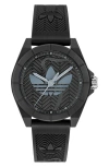 Adidas Originals Adidas Ao Street Project 4 Black Logo Tread Dial Resin Strap Watch, 41mm In Black